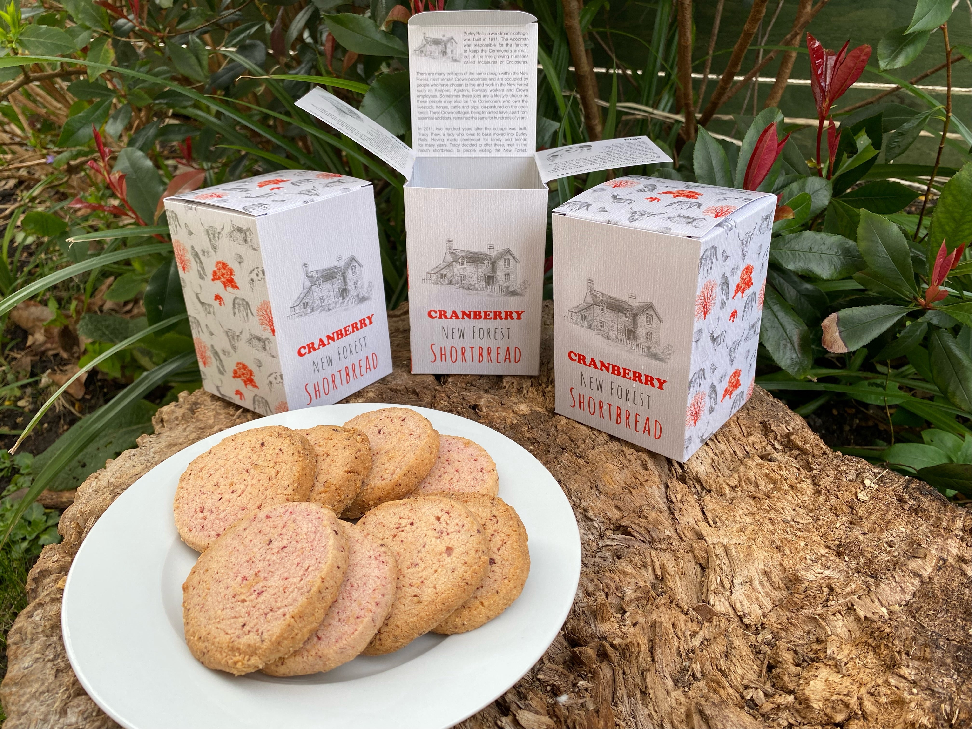 £10.50 OFF 3 boxes of 8 delightful Cranberry flavoured New Forest Shortbread